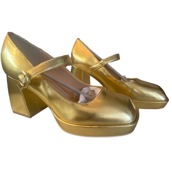 Unbranded Gold Platform heels size 9 - Picture 1 of 5